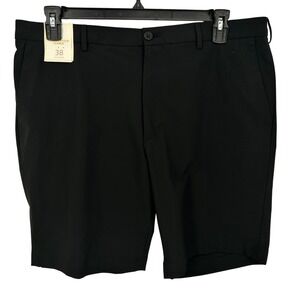 Hart Schaffner Marx Mens Black Flat Front Luxury Performance Shorts Size 38